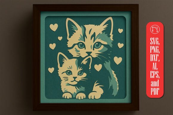 3D Cat Shadow Box SVG: A Versatile Graphic for Creative Sellers
