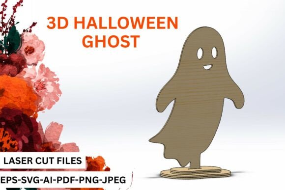 3D SVG Ghost Design for Halloween Decor