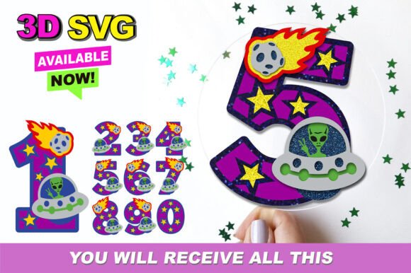 Alien Ovni Numbers 3D SVG: A Unique Addition for Birthday Products