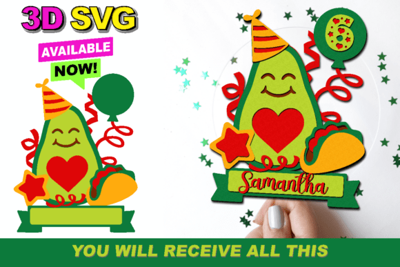 Avocado Cake Topper 3D SVG: A Birthday Graphic Design Asset Worth Adding