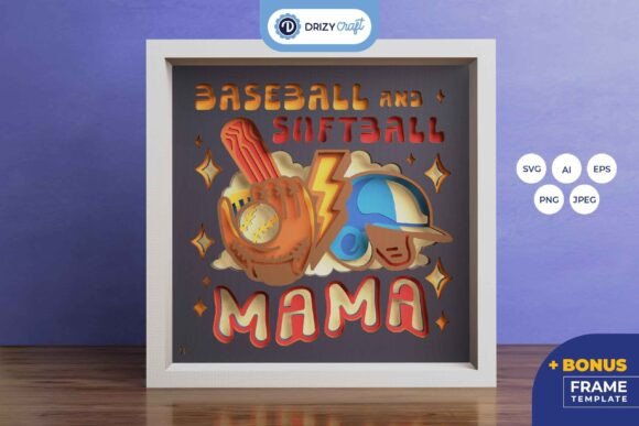Baseball and Softball Mama 3D: A Vibrant SVG Asset for Creative Branding