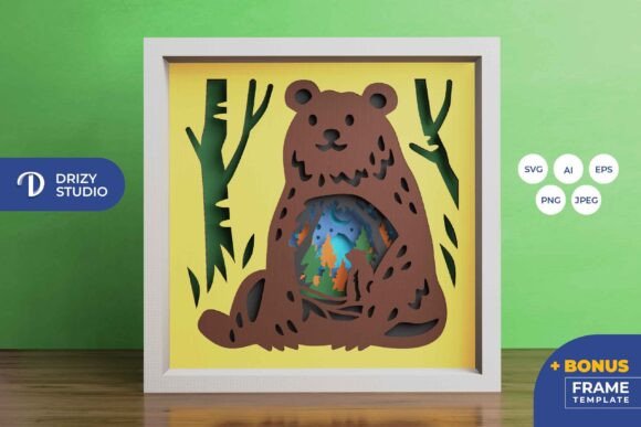 Bear 3D Layered Paper Cut: A Versatile SVG Asset for Creative Publishing