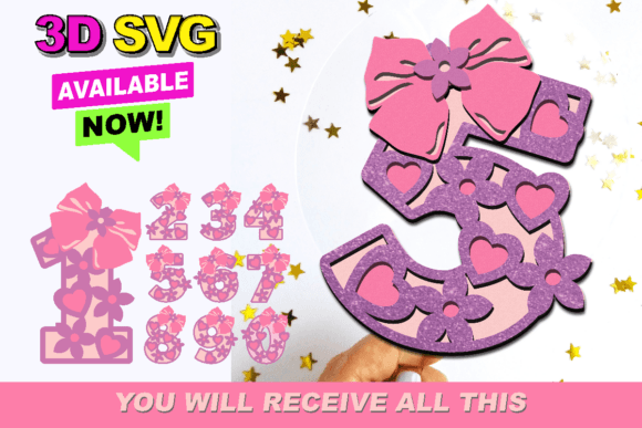 Bow Numbers 3D SVG: A Stylish Design Element for Creative Projects