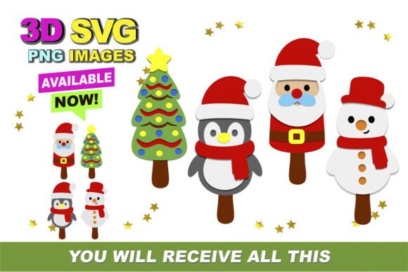 Christmas Lollipops 3D SVG and Clipart for Creative Bloggers and Designers