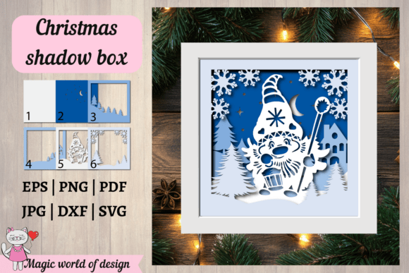 Christmas Winter Gnome 3D Shadow Box SVG Review for Digital Sellers