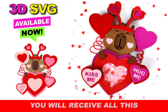 Cute Capybara Valentines Topper 3D SVG: A Playful Design Asset for Content Creators