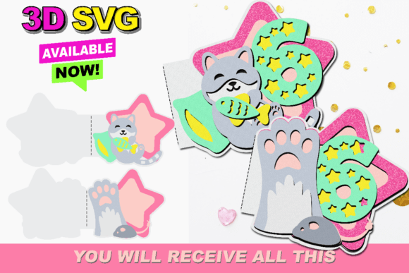 Cute Cat Card 3D SVG – A Versatile Graphic for Animal Lovers
