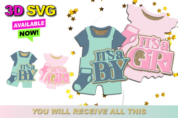 Gender Reveal Announcement Sign 3D SVG: A Dynamic Design Asset for Creative Projects