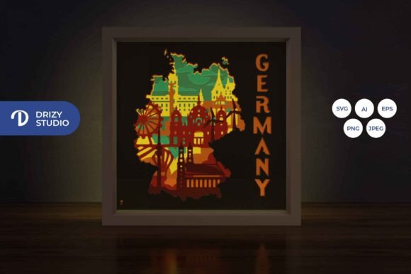 Germany Map Landmark 3D Shadow Box: A Versatile 3D SVG for Creative Sellers