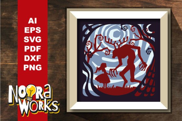 Gothic Stag Forest Scene 3D SVG for Halloween Branding