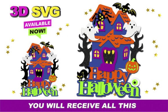 Halloween Haunted House Topper 3D SVG Review