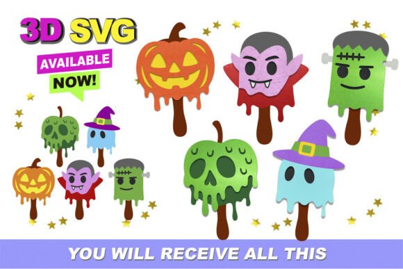 Halloween Lollipops 3D SVG and Clipart for Crafts