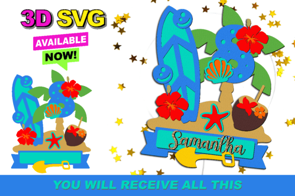 Hawaiian Cake Topper 3D SVG: A Vibrant Branding Asset for Birthday Businesses