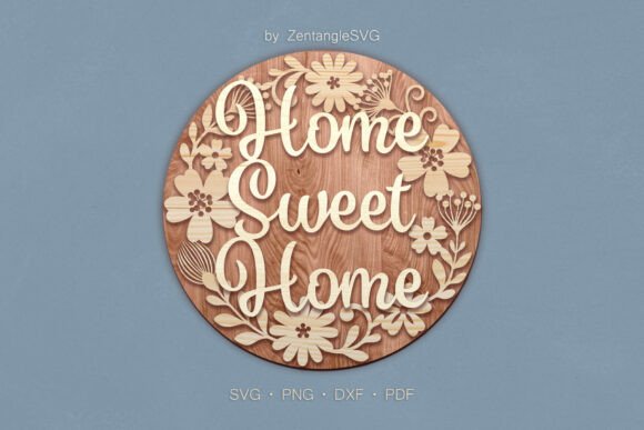 Home Sweet Home 3D SVG Laser Cut Sign for Home Decor Projects