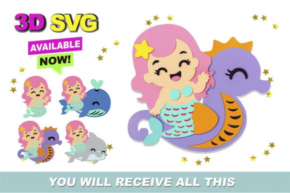 Kawaii Mermaid 3D SVG: A Playful Graphic for Birthday Content