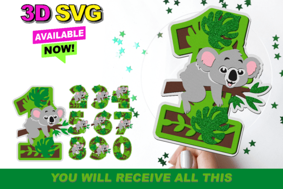 Koala Numbers 3D SVG: A Fresh Shape for Branding and Packaging