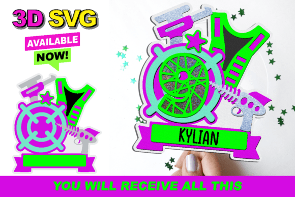 Laser Tag Cake Topper 3D SVG for Bold Branding and Marketing