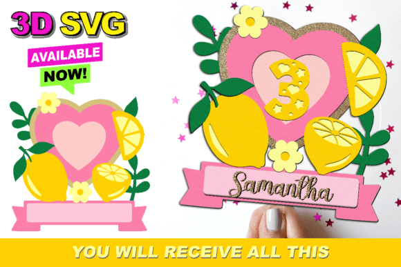 Lemon Cake Topper 3D SVG: A Vibrant Graphic Design Asset for Crafts and Local Branding