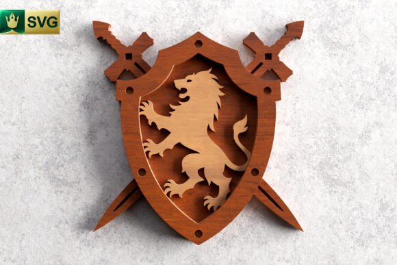Lion Crest 3D SVG: A Bold Heraldic Design for Fantasy Projects