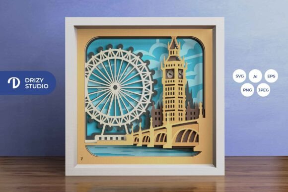London England 3D Layered Paper Cut: A Stylish Graphic Design Asset