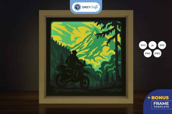 Motorcycle 3D Shadow Box - the Rider 3D SVG for Editorial Design