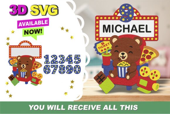 Movie Night Cake Topper 3D SVG: A Festive Branding Asset for Local Businesses