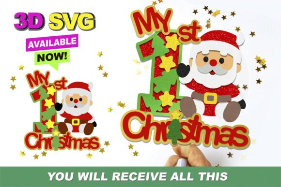 My First Christmas Topper 3D SVG: A Festive Graphic Design Asset