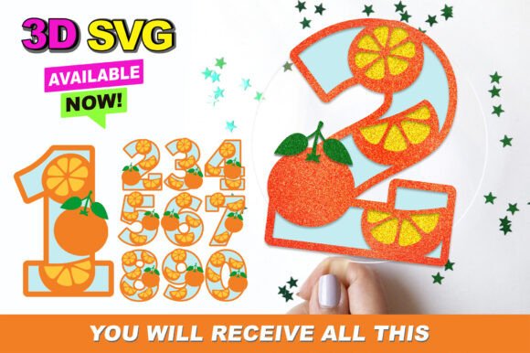 Orange Fruit Numbers 3D SVG: A Vibrant Design Asset for Birthday Projects