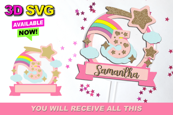 Rainbow Shaker Cake Topper 3D SVG Review