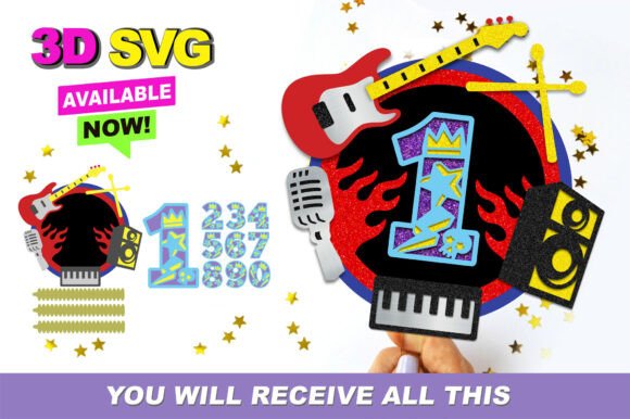 Rock Star Cake Topper 3D SVG: A Bold Graphic for Crafts and Creative Projects