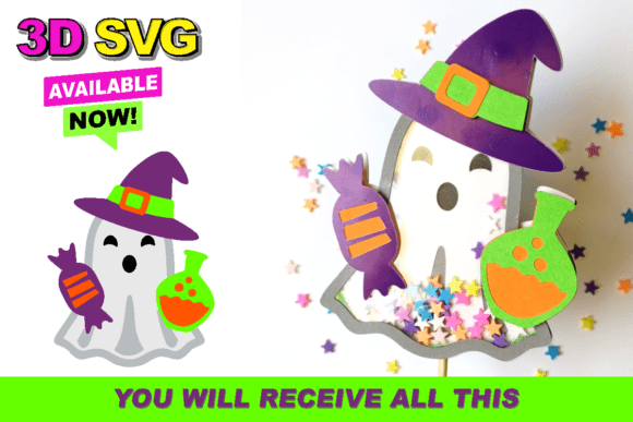 Shaker Ghost Halloween 3D SVG for Crafts and Graphics