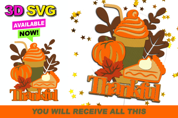 Sweet Pumpkin Cake Topper 3D SVG: A Thanksgiving Graphic Design Asset
