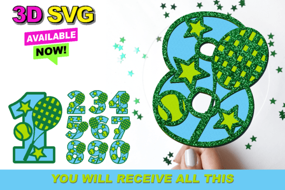 Tennis Numbers 3D SVG: A Bold Design Asset for Birthday Branding