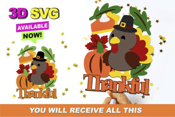 Thanksgiving Topper 3D SVG: A Festive Design Asset for Local Business Branding