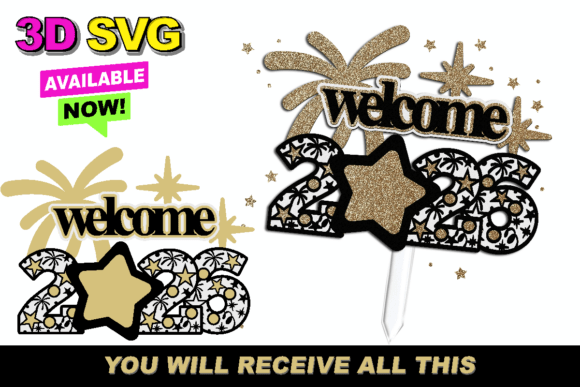 Welcome New Year 2026 3D SVG: A Winter Graphic for Creative Projects
