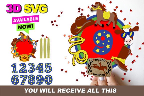 Western Rodeo Cake Topper 3D SVG: A Versatile Graphic Design Asset for Fantasy and Fairy Tale Creations